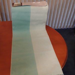 Home Wear Home Collection Verbena Striped Fringe Table Runner Light Medium Blue